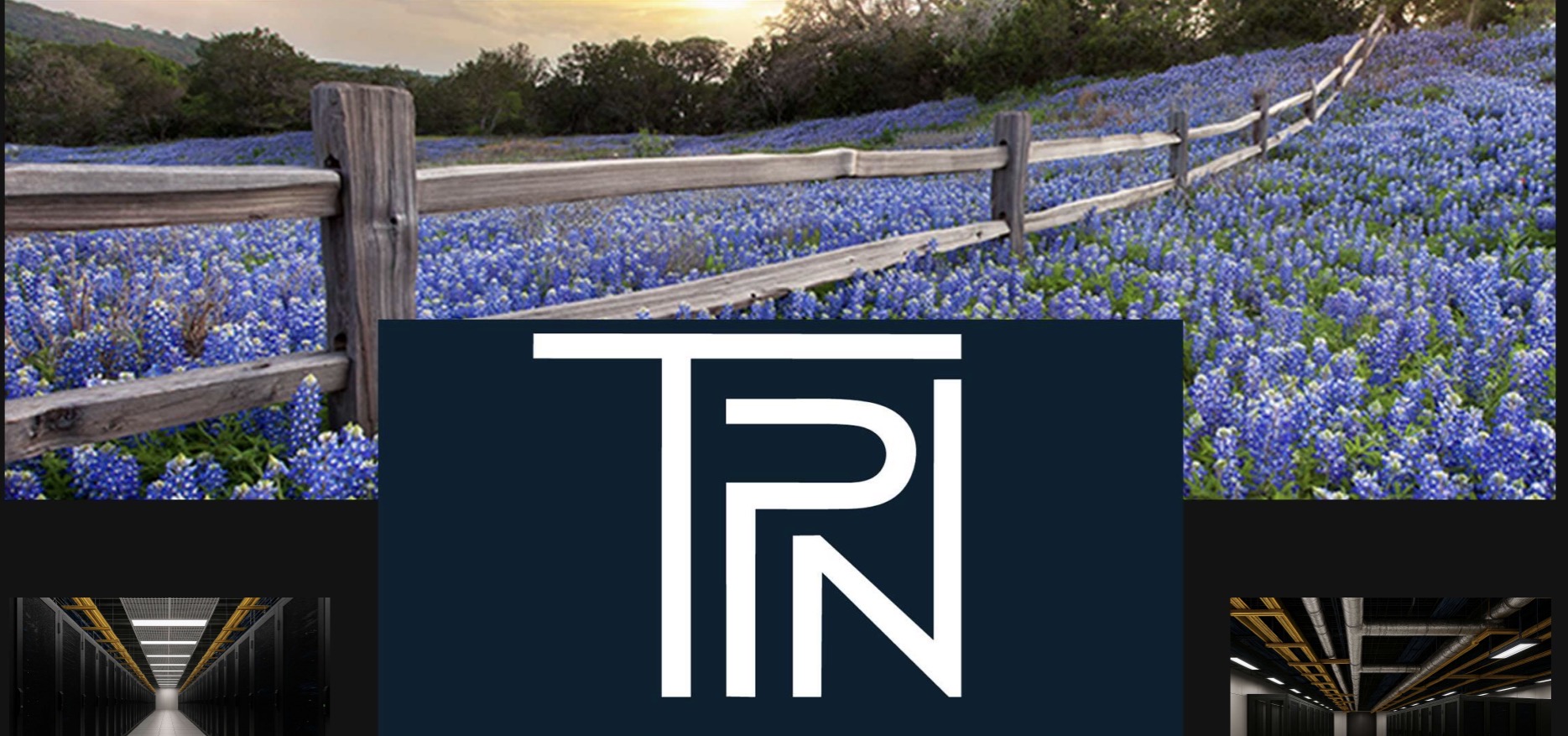 Texas PrimeNode — TPN bluebonnets and data center banner